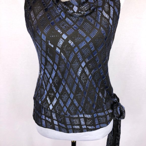Alfani gray and blue diamond print top - Picture 3 of 7